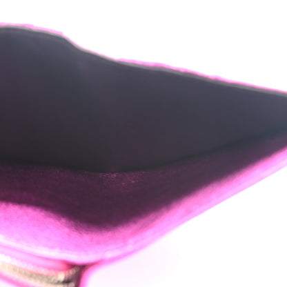 Balenciaga Metallic Goatskin Logo Everyday Multi Zip Wallet Rose Fuchsia Black 6 of 9