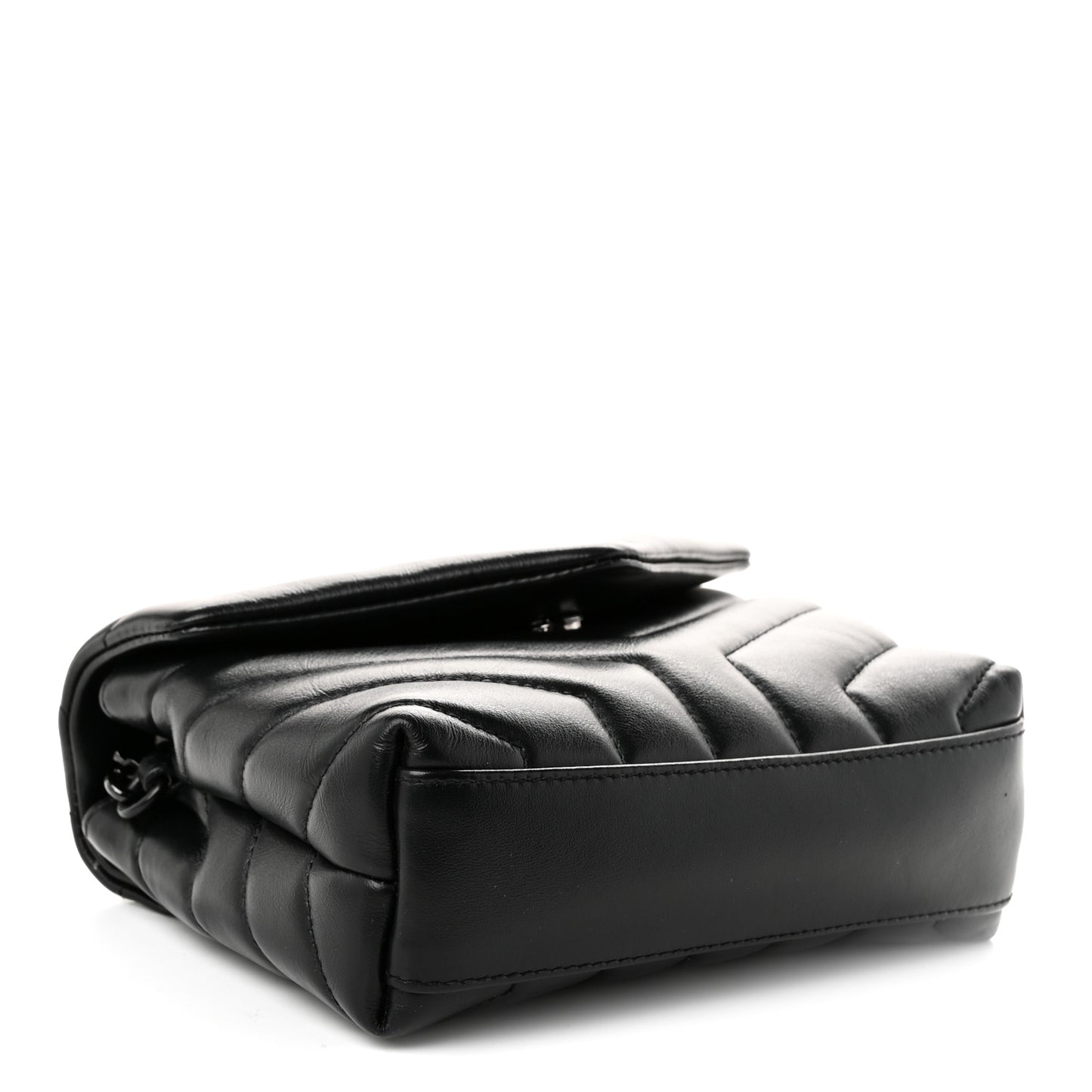 Calfskin Y Quilted Monogram Monochrome Toy Loulou Crossbody Bag Black