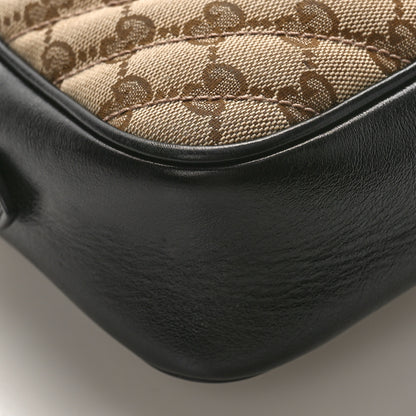 Gucci Monogram Matelasse Diagonal Small GG Marmont Chain Shoulder Bag Beige Black 8 of 9
