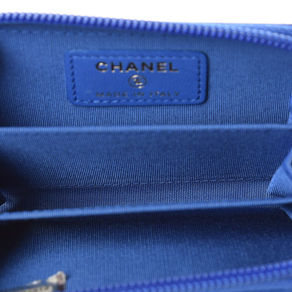 Chanel Lambskin Quilted Boy Zip Around Coin Purse Wallet Blue 5 of 8