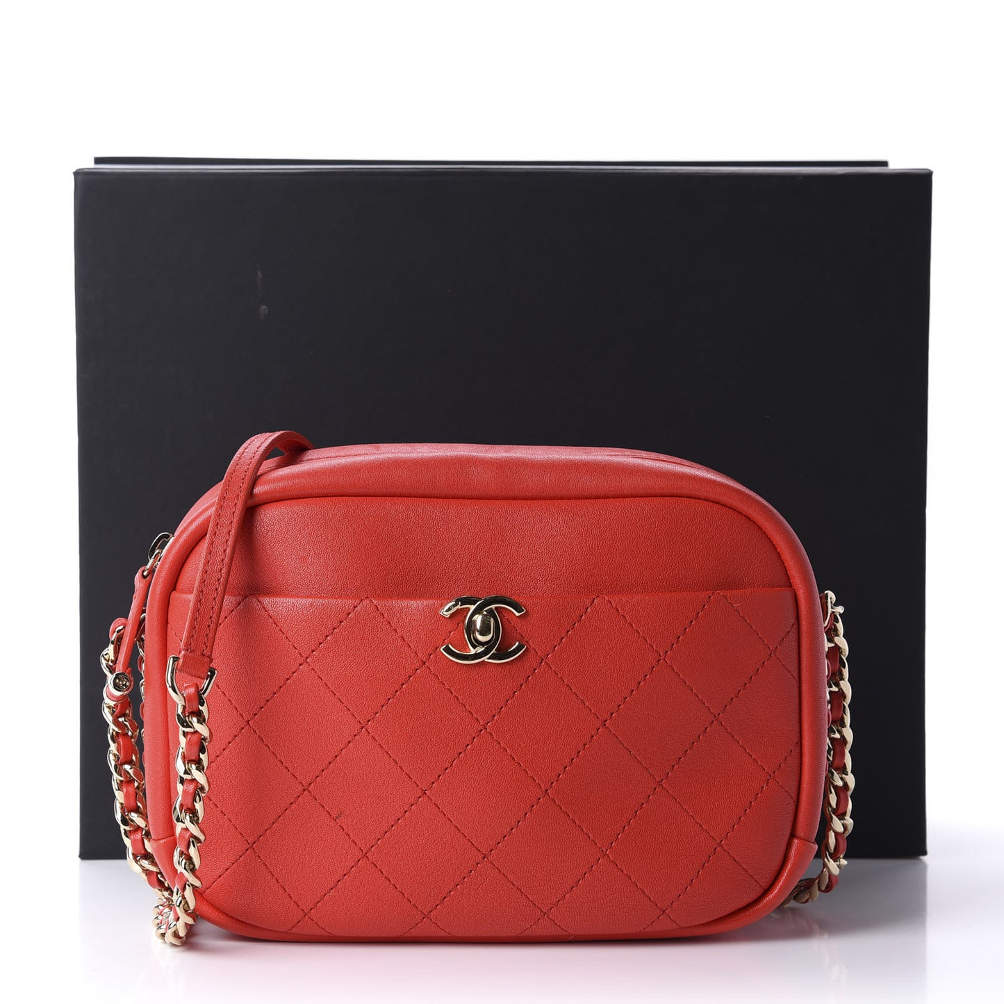 Goatskin Quilted Large Casual Trip Camera Case Bag Red