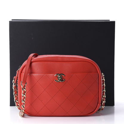Chanel Goatskin Quilted Large Casual Trip Camera Case Bag Red 11 of 11