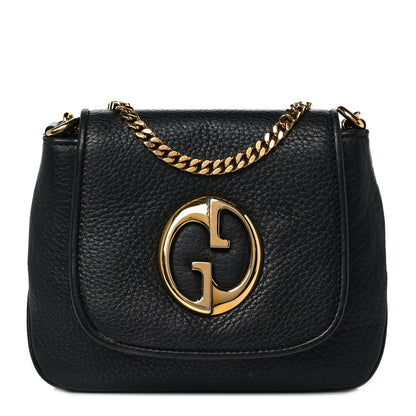 Gucci Pebbled Calfskin Small 1973 Chain Shoulder Bag Black 1 of 9