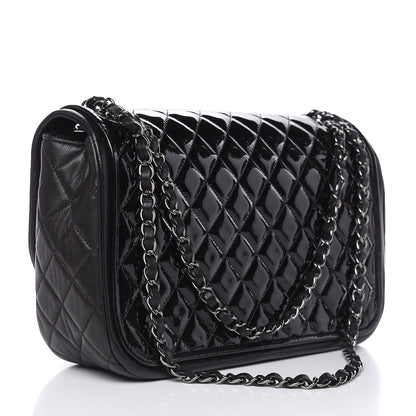 Chanel Patent Quilted Jumbo Classic Twist Flap Bag Black 3 of 10