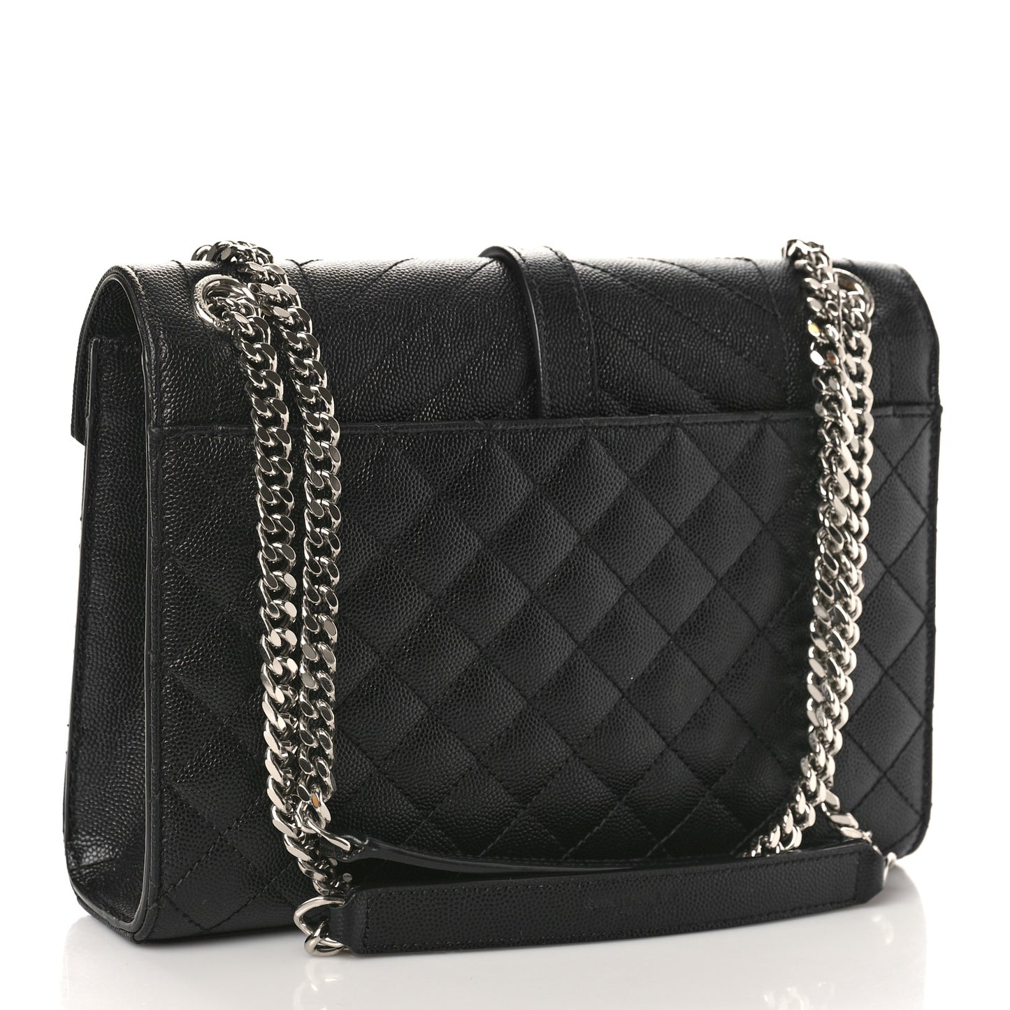 Grain De Poudre Textured Mixed Matelasse Triquilt Medium Monogram Satchel Black
