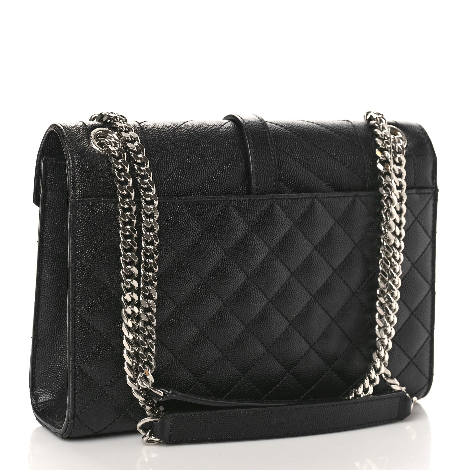 Saint Laurent Grain De Poudre Textured Mixed Matelasse Triquilt Medium Monogram Satchel Black 2 of 9