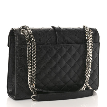 Saint Laurent Grain De Poudre Textured Mixed Matelasse Triquilt Medium Monogram Satchel Black 2 of 9