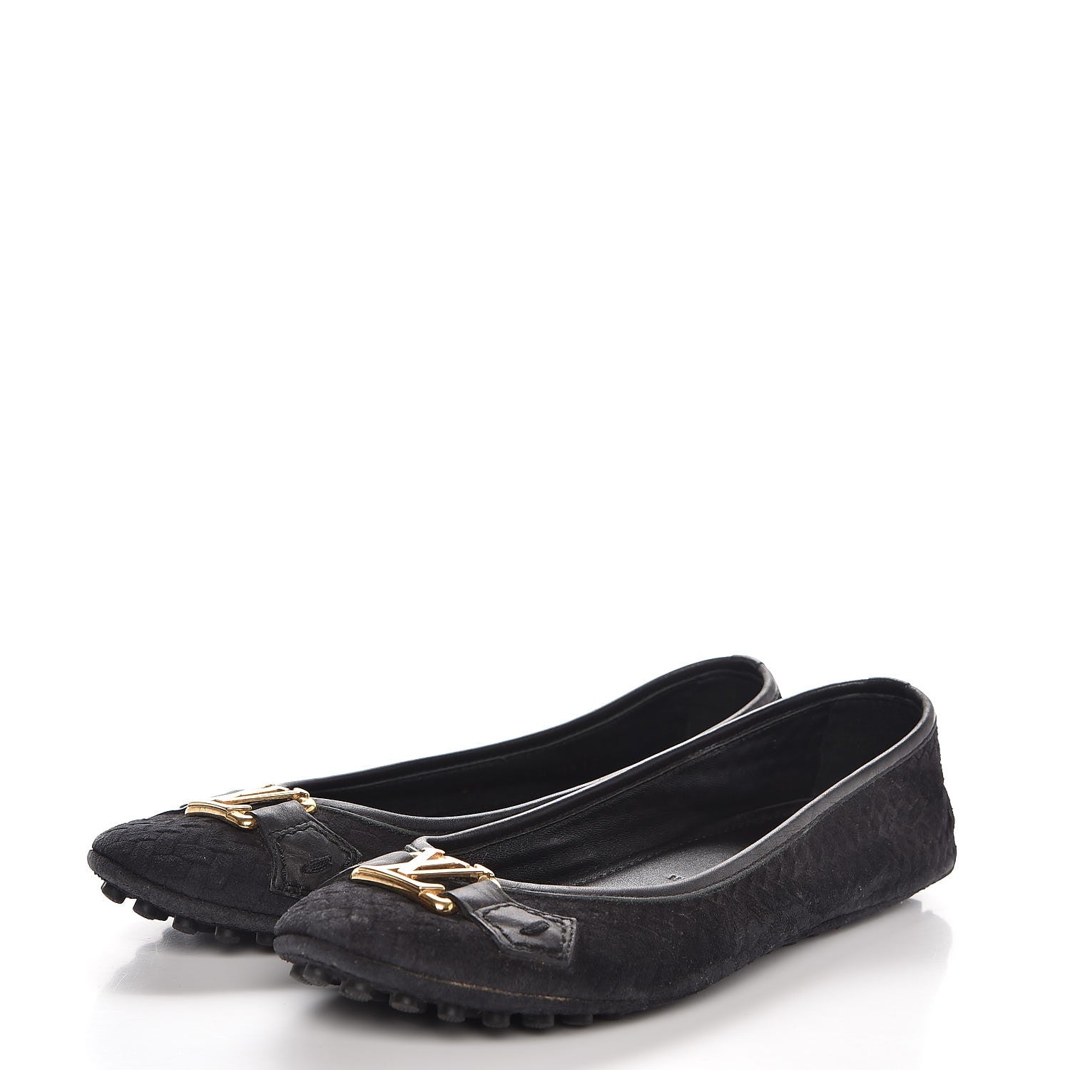 Louis Vuitton Woven Suede Oxford Ballerina Flats 35 Black 3 of 9