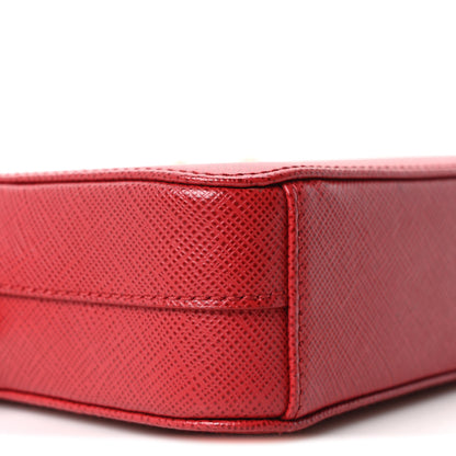Prada Saffiano Lux Mini Double Zip Chain Crossbody Bag Fuoco 9 of 10