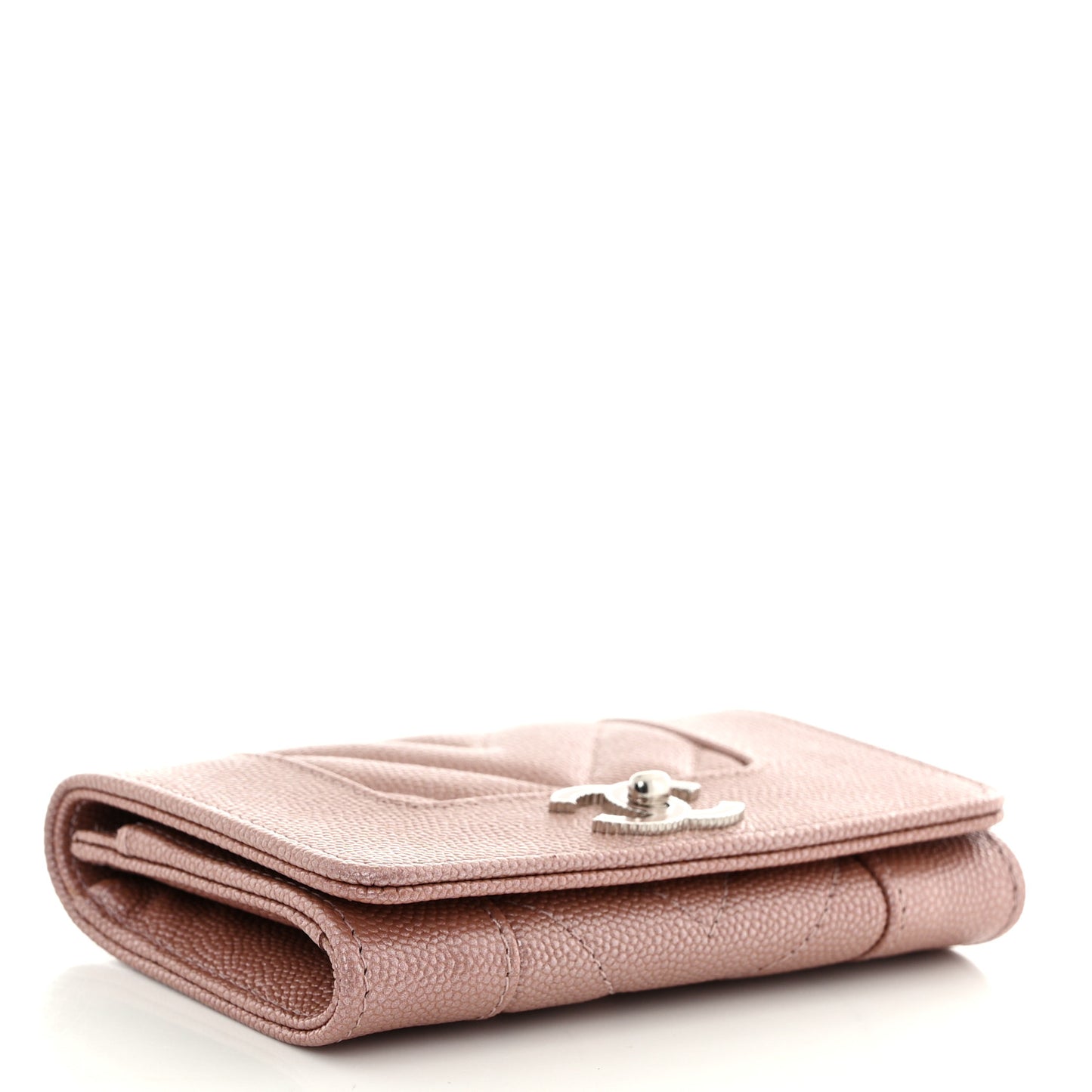 Caviar Chevron Quilted Flap Card Holder Pink Pink