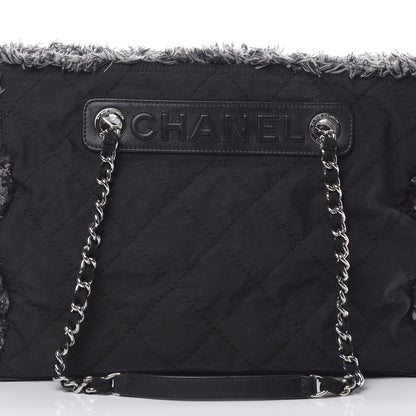 Chanel Canvas Stitched Tweed Large Tote Black 9 of 17