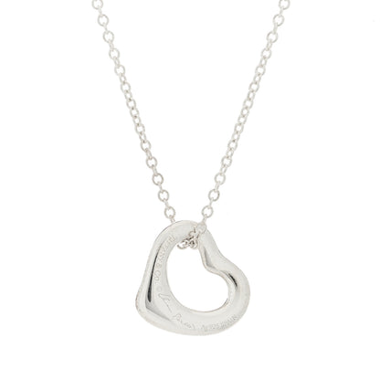 Tiffany Sterling Silver 9mm Elsa Peretti Open Heart Pendant Necklace 4 of 7