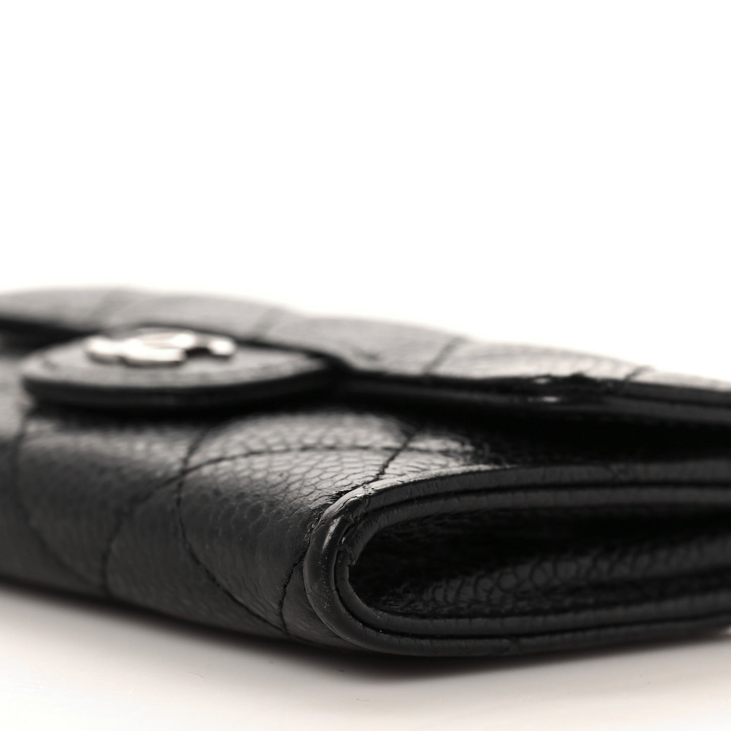 Caviar Quilted Flap Card Holder Black