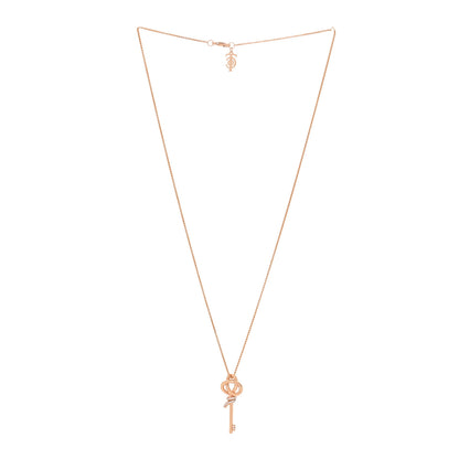 Tiffany 18K Rose Gold Diamond Mini Knot Key Pendant Necklace 3 of 6
