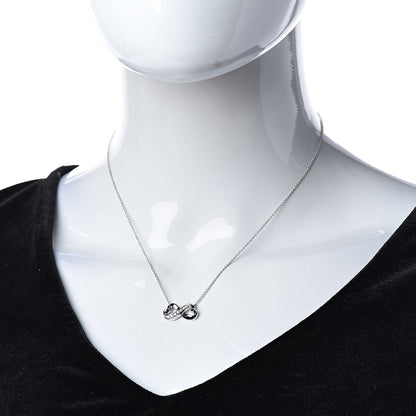 Tiffany 18K White Gold Diamond Paloma Picasso Double Loving Heart Necklace 2 of 6