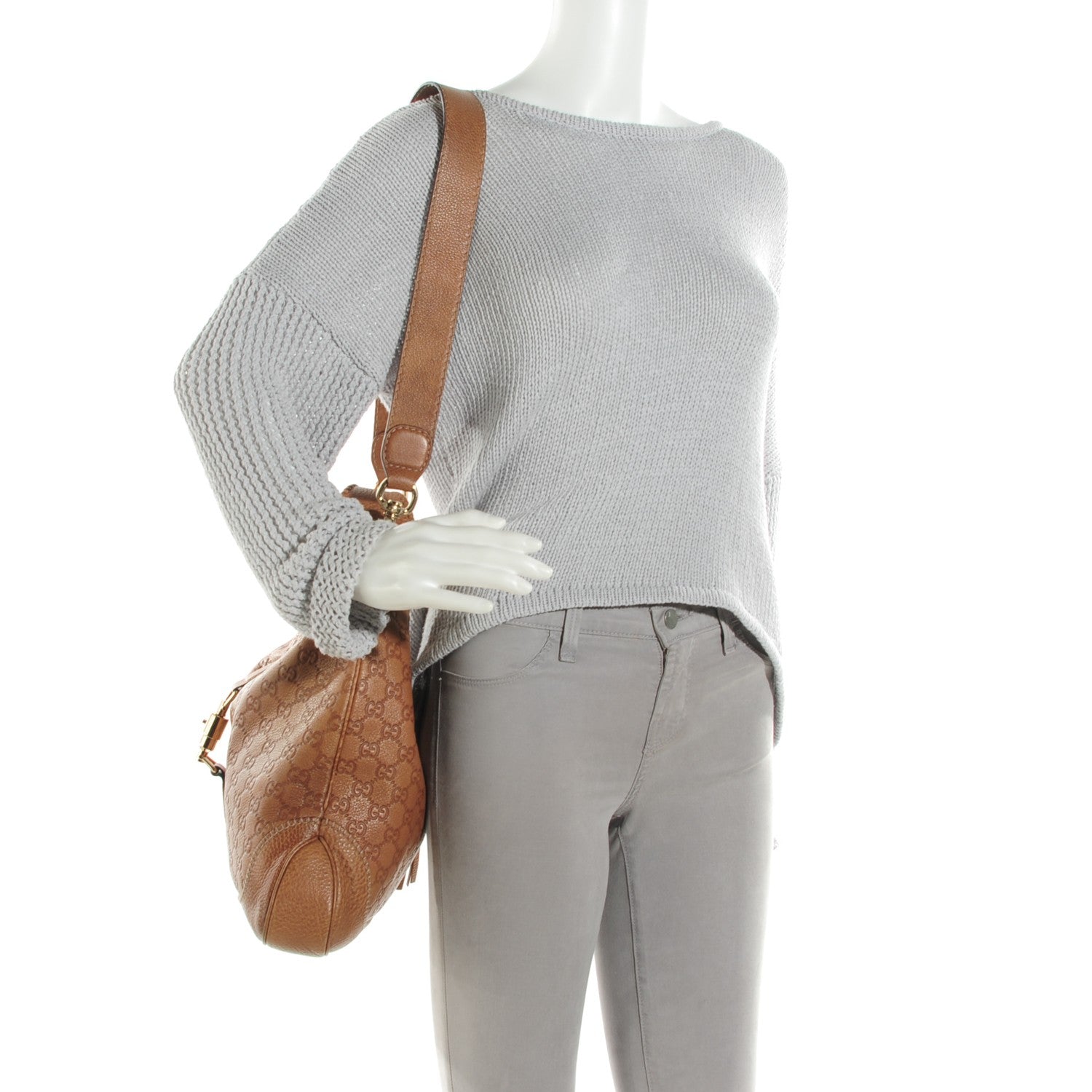 Gucci Guccissima Old Libeccio Medium New Jackie Hobo Old Naturale 2 of 7