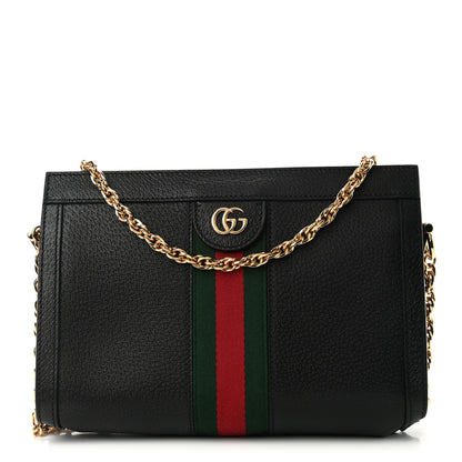 Gucci Calfskin GG Web Small Ophidia Chain Shoulder Bag Black 1 of 10