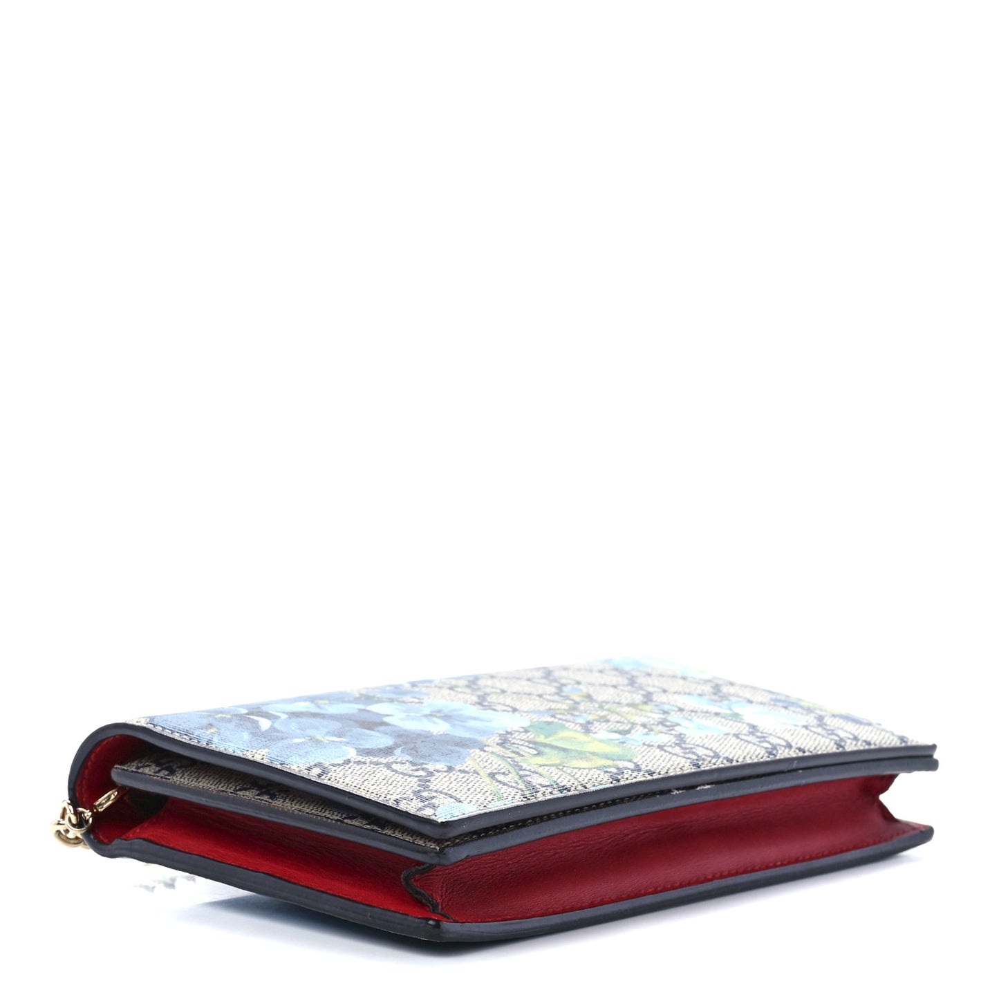 GG Supreme Monogram Blooms Chain Wallet Blue