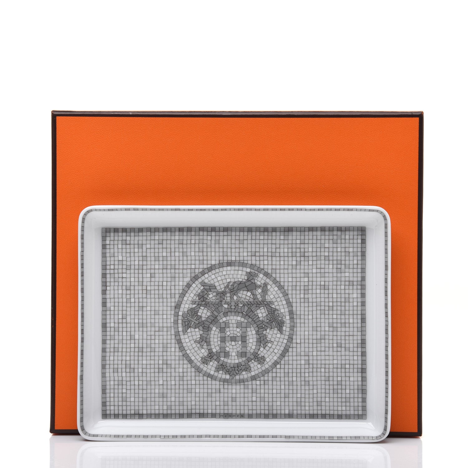 Hermes Porcelain Mosaique Au 24 Sushi Plate Platine 7 of 7