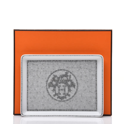 Hermes Porcelain Mosaique Au 24 Sushi Plate Platine 7 of 7