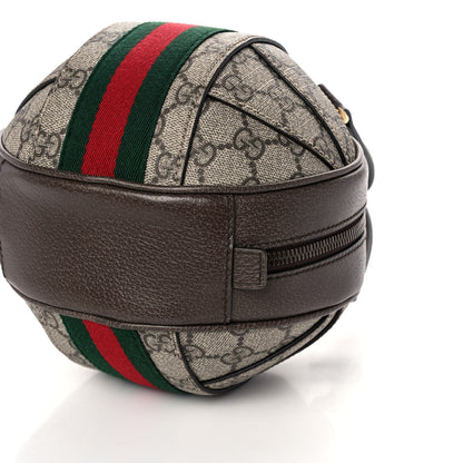 Gucci GG Supreme Monogram Textured Dollar Calfskin Web Mini Ophidia Basketball Shaped Shoulder Bag Beige Ebony New Acero 11 of 12
