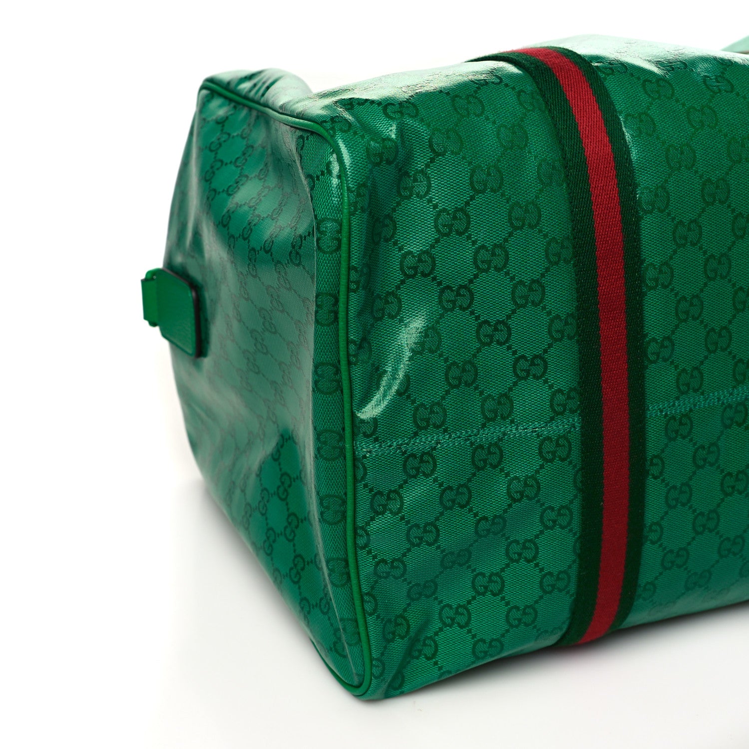 Gucci Crystal Monogram Web Large Carry On Duffle Bag Green 7 of 8