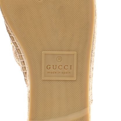 Gucci Straw Elaphe Matelasse GG Marmont Espadrille Slippers 38 Natural Cream Brown 6 of 10