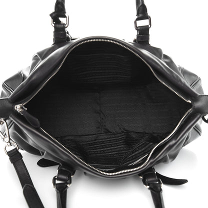 Prada Vitello Soft Shopping Satchel Black 6 of 9