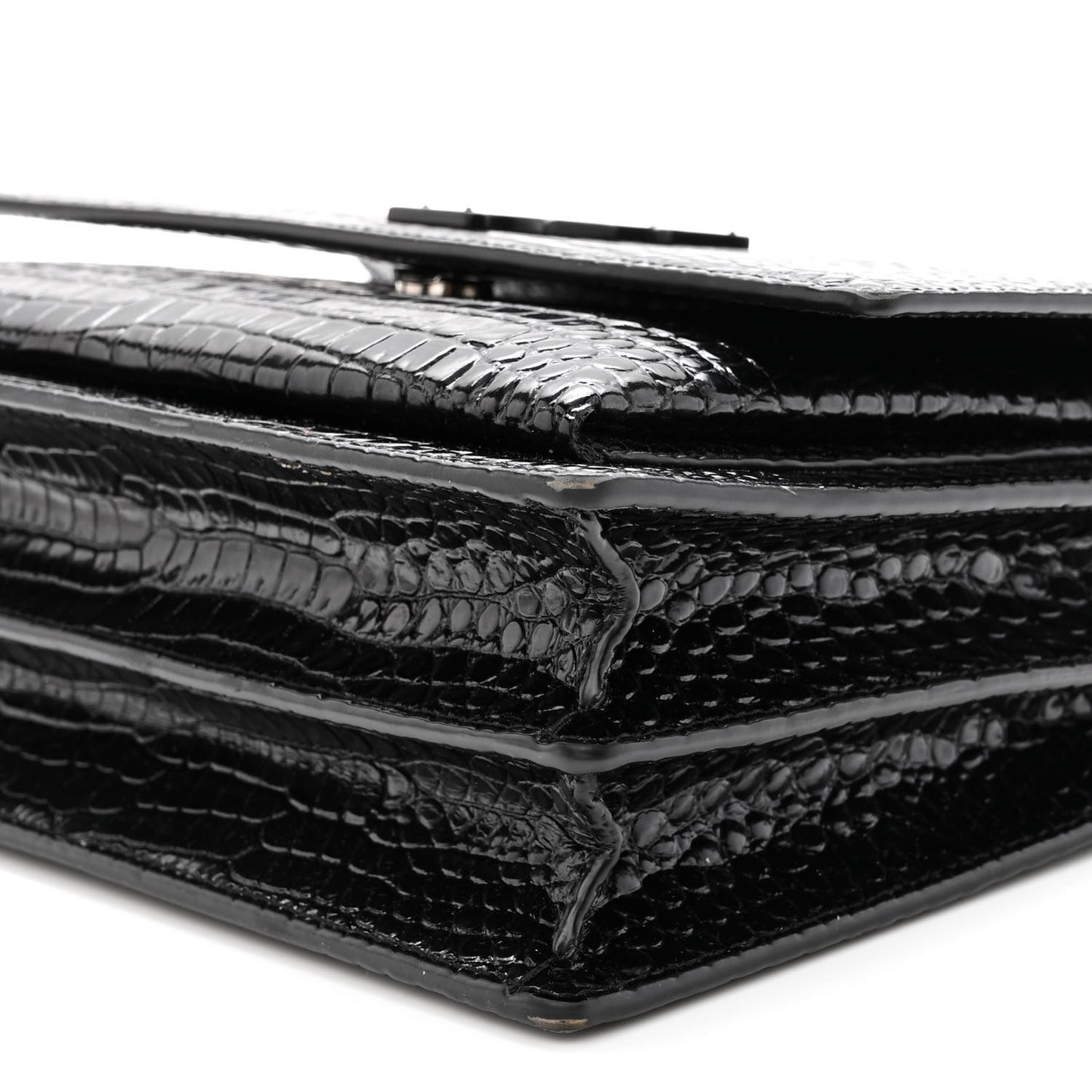 Calfskin Crocodile Embossed Medium Monochrome Monogram Sunset Black