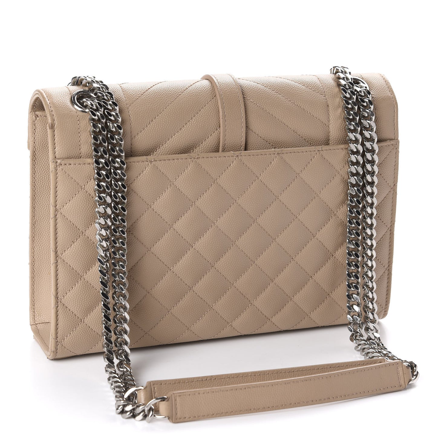 Grain De Poudre Textured Mixed Matelasse Medium Triquilt Monogram Satchel Taupe