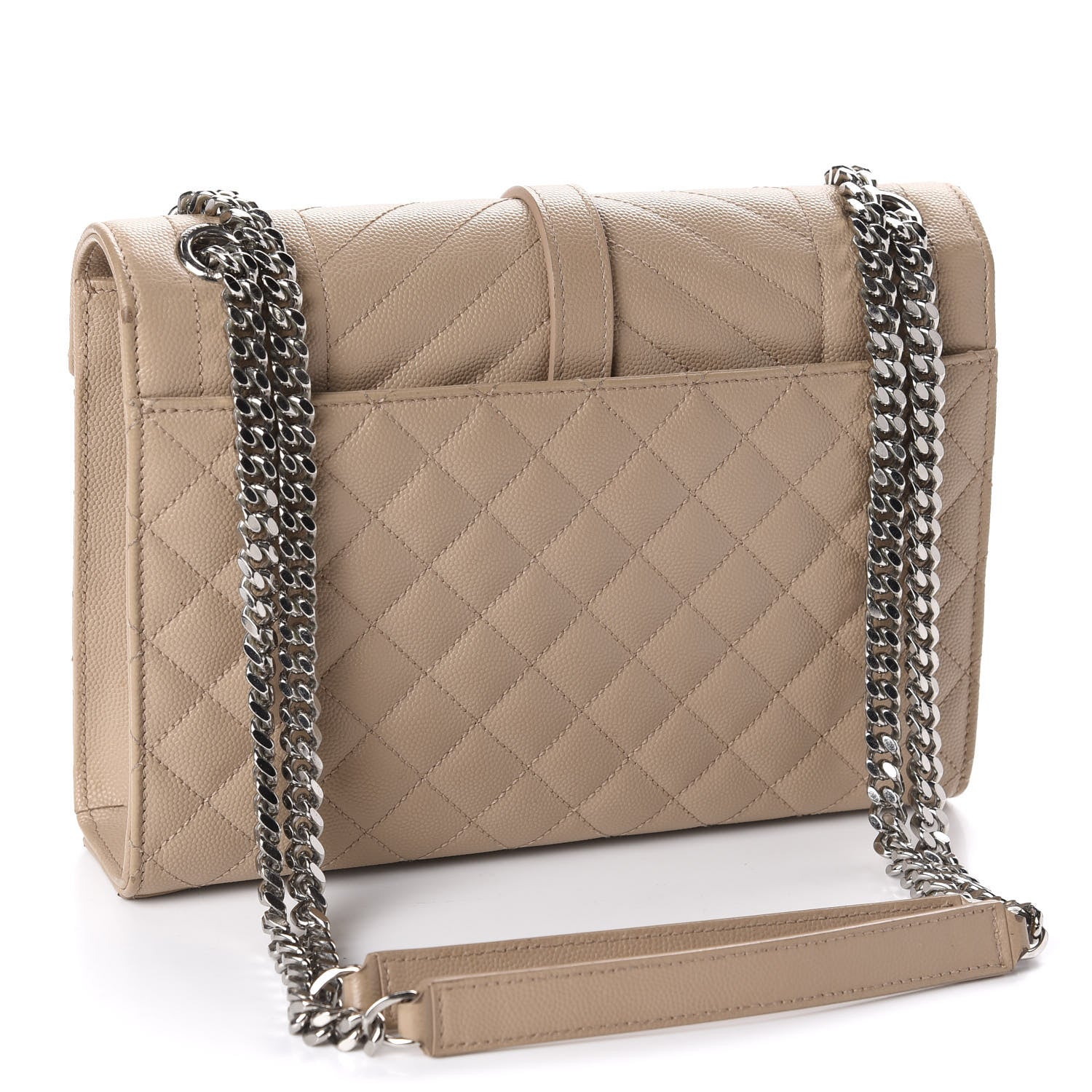 Saint Laurent Grain De Poudre Textured Mixed Matelasse Medium Triquilt Monogram Satchel Taupe 3 of 9