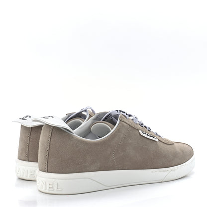 Chanel Suede Calfskin Womens Sneakers 40 Dark Beige 4 of 10