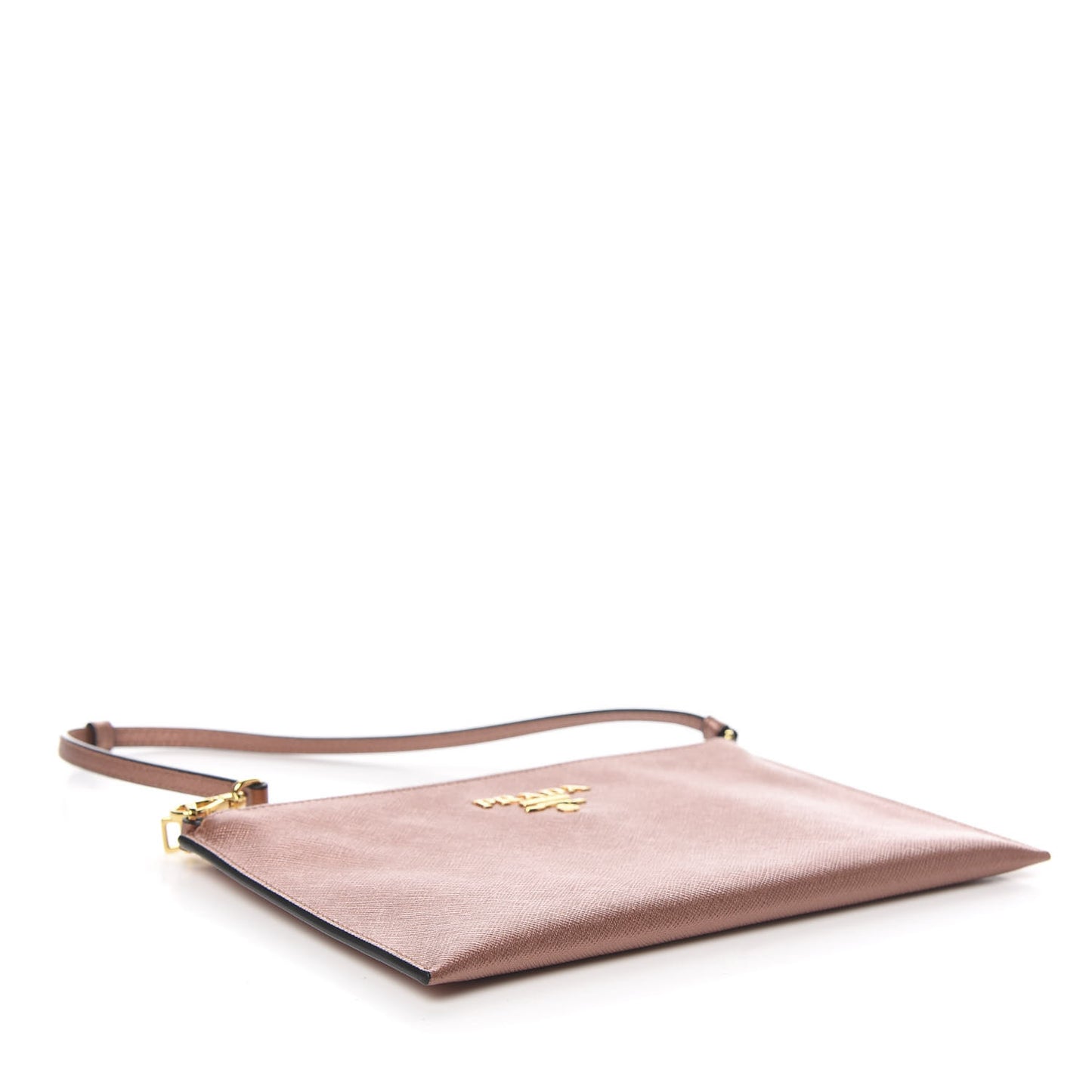 Metallic Saffiano Small Flat Pouch Antico Mordore