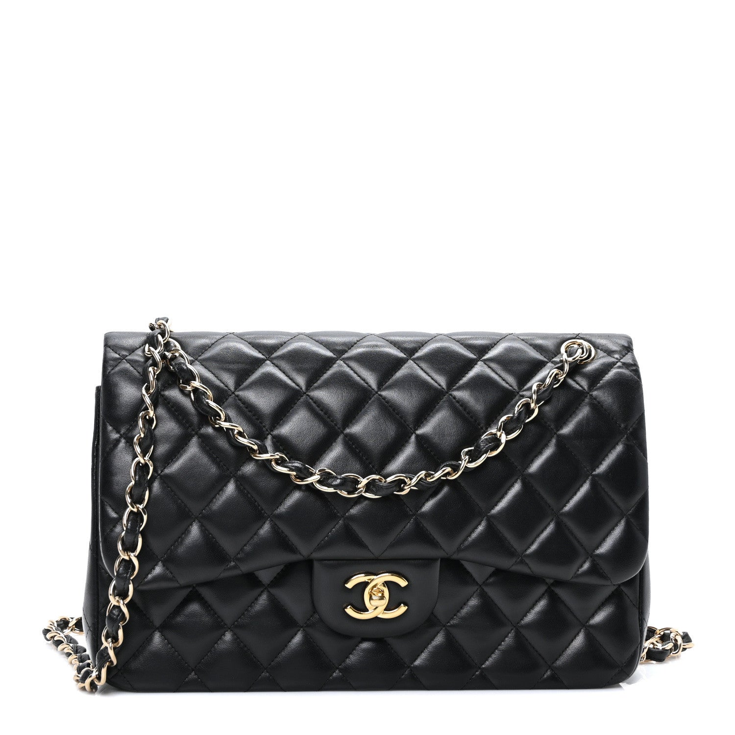 Chanel Lambskin Quilted Jumbo Double Flap Black 1 of 9