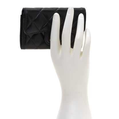 Chanel Lambskin Quilted Flap Card Holder Wallet Black 2 of 9