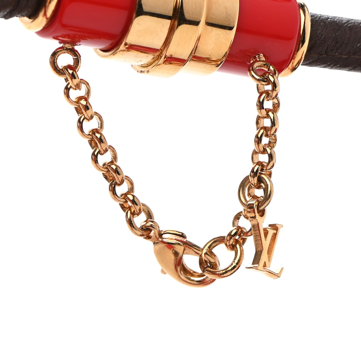 Louis Vuitton Resin Wood Crystal Inventeur Necklace Red 6 of 7