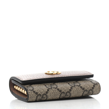 Gucci Dollar Calfskin GG Supreme Monogram GG Marmont 6 Key Holder Case Porcelain Rose Beige Ebony 3 of 4