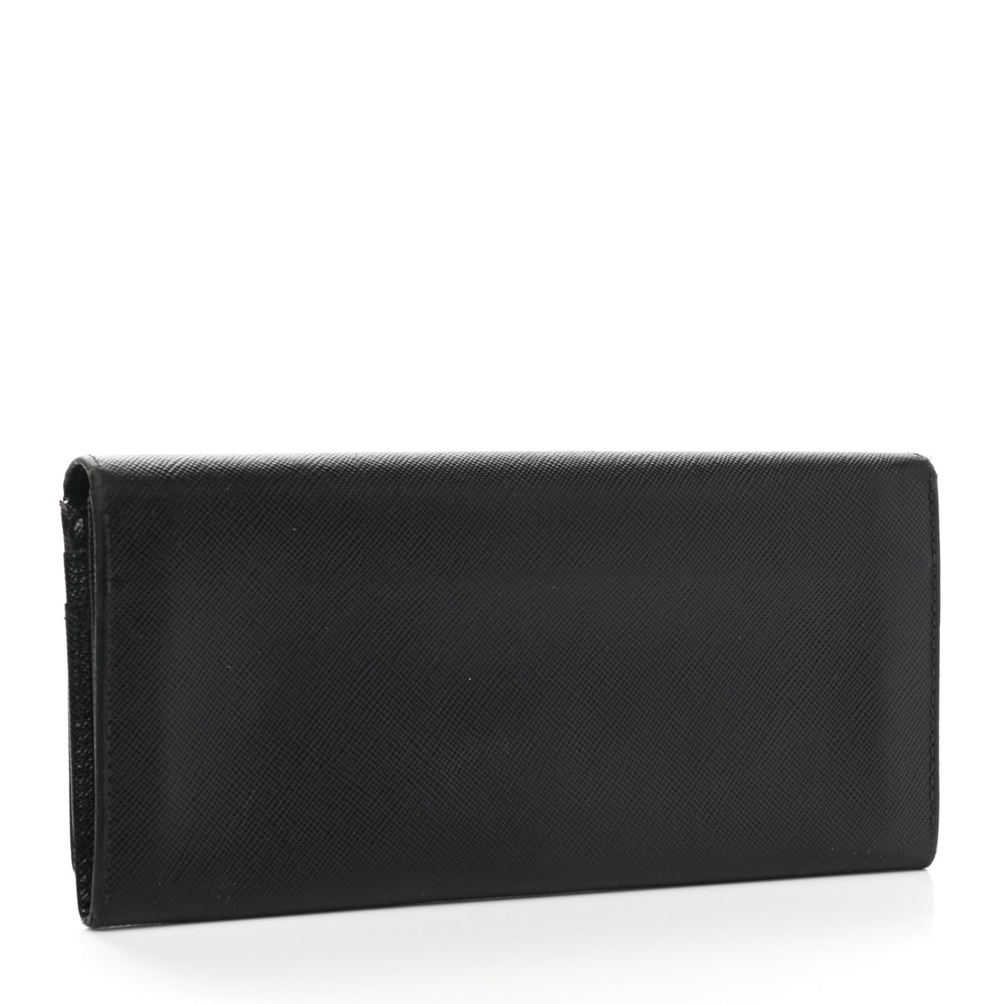 Saffiano Triangle Continental Flap Wallet Black