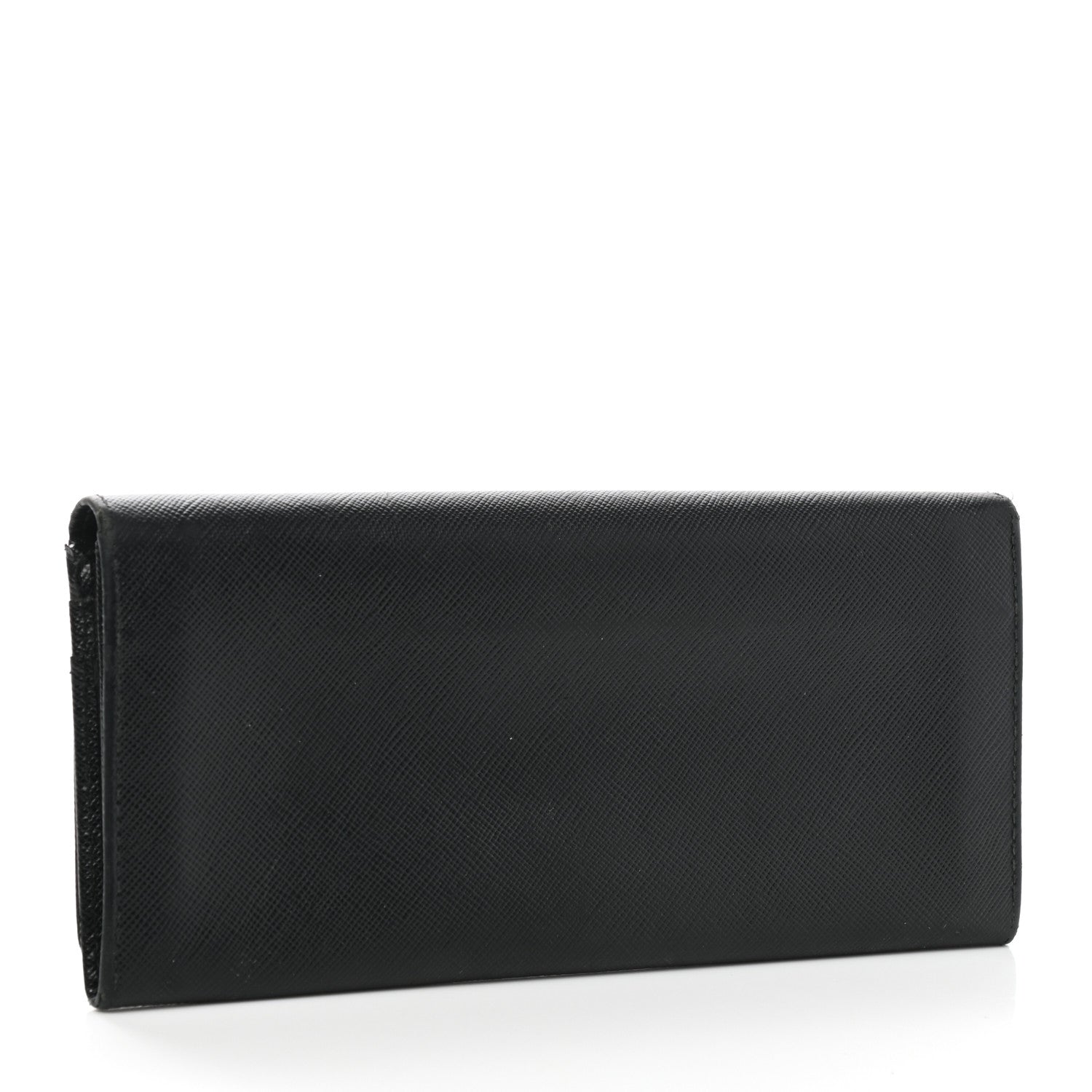 Prada Saffiano Triangle Continental Flap Wallet Black 3 of 12