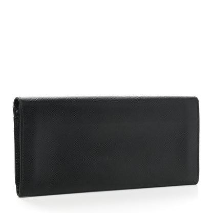 Prada Saffiano Triangle Continental Flap Wallet Black 3 of 12