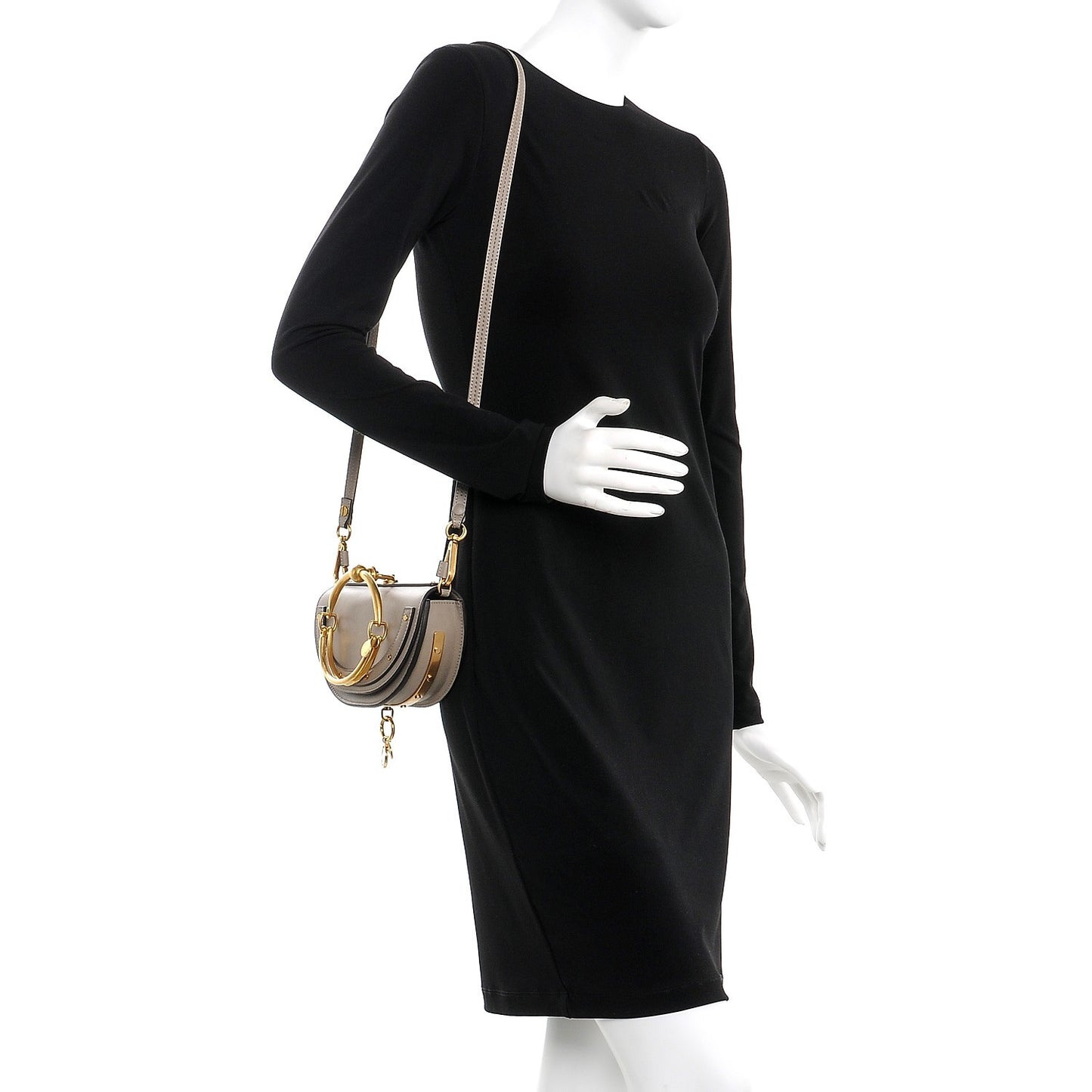 Calfskin Small Nile Bracelet Minaudiere Bag Motty Grey
