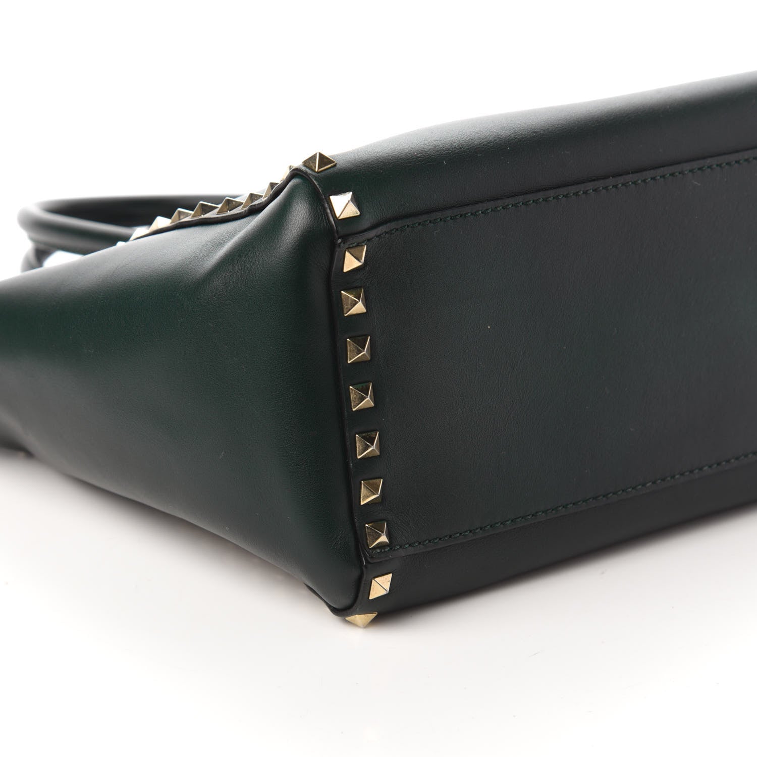 Valentino Garavani Vitello Rockstud Double Handle Tote Green 7 of 11