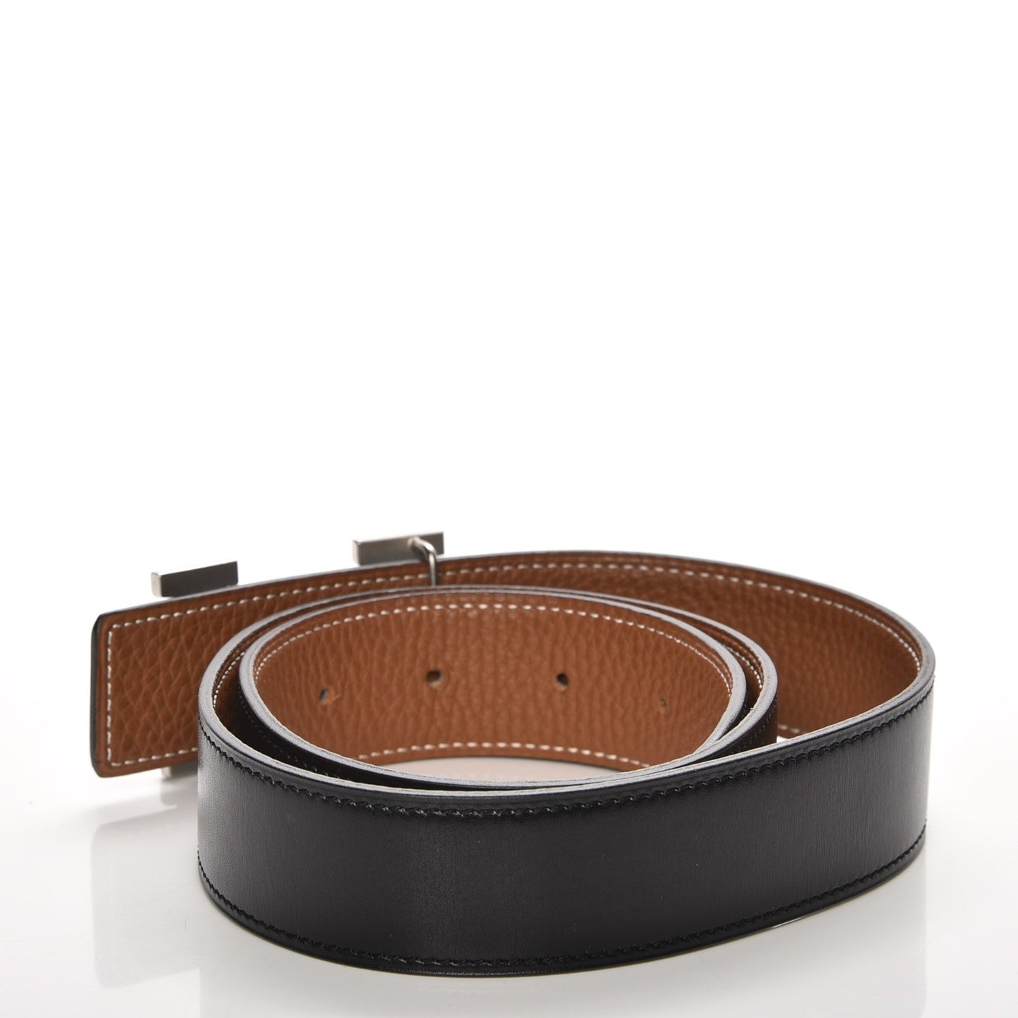 Box Taurillon Clemence 32mm H Belt 80 Black Gold