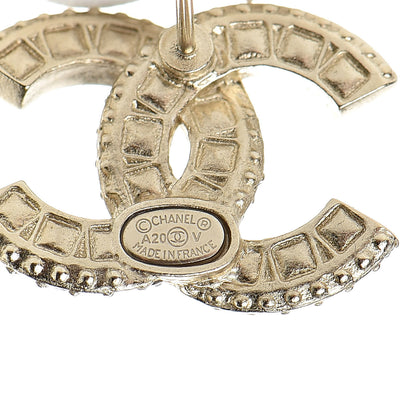 Chanel Crystal Timeless CC Earrings Light Gold 4 of 5