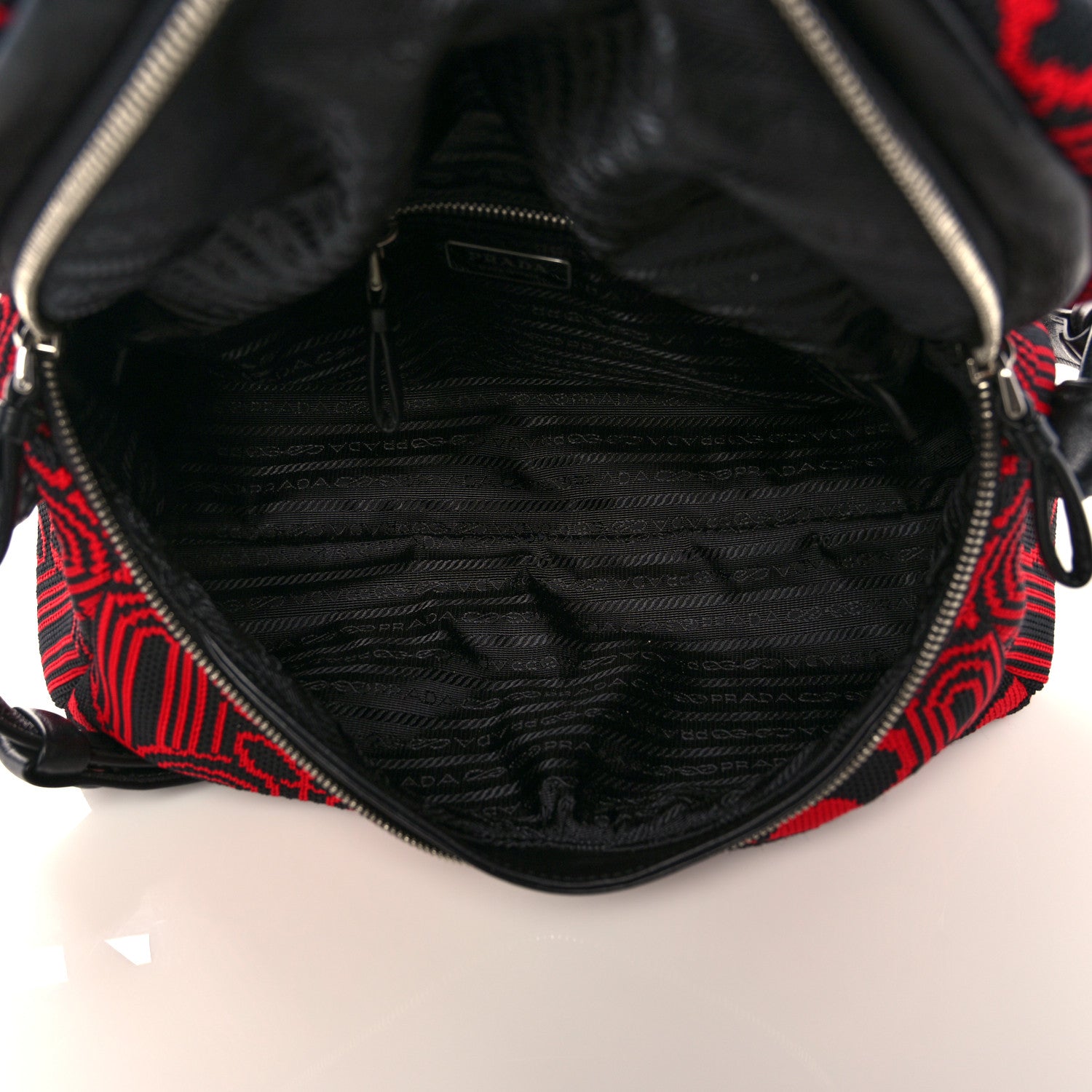 Prada Maglia Jacquard Signaux Bag Black Rosso 5 of 9