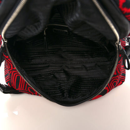 Prada Maglia Jacquard Signaux Bag Black Rosso 5 of 9