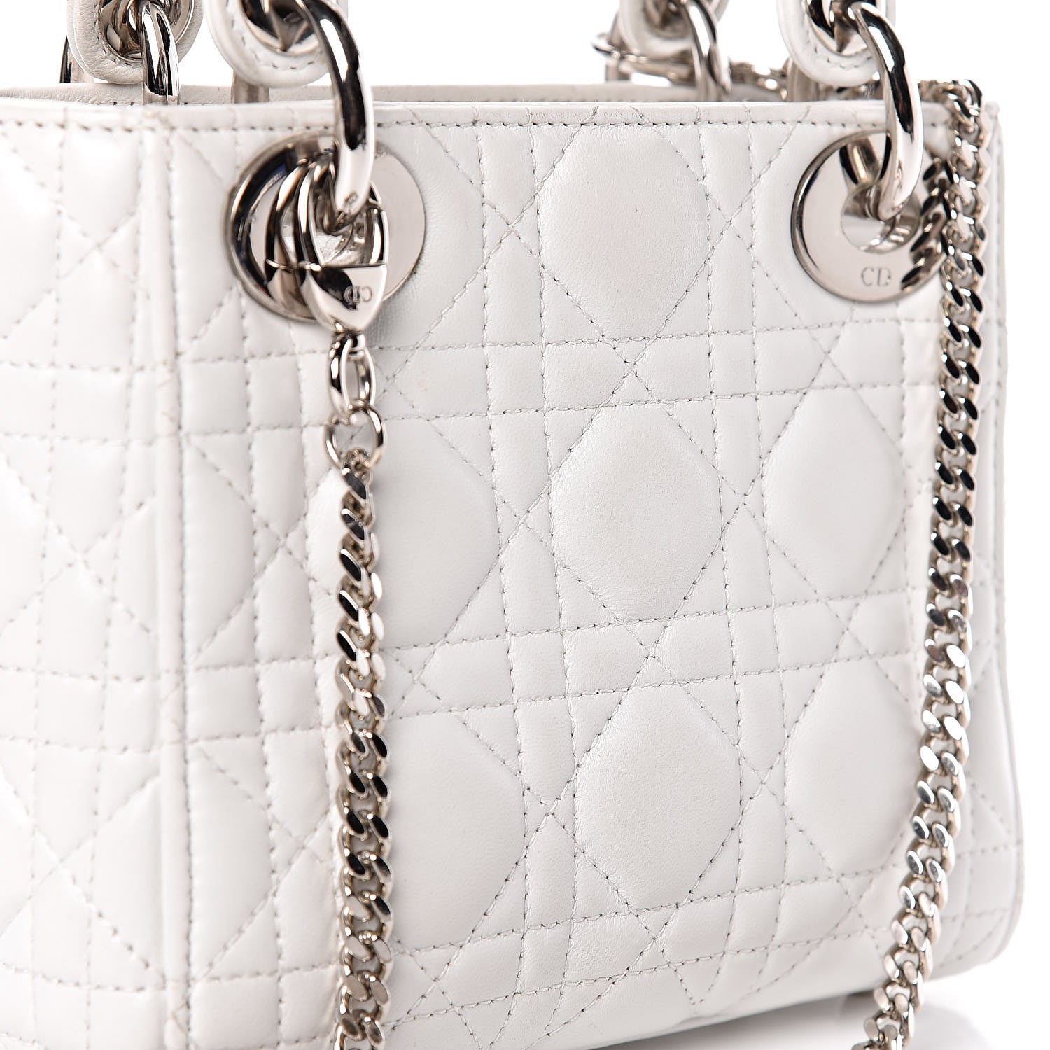 Christian Dior Lambskin Cannage Mini Lady Dior White 12 of 15