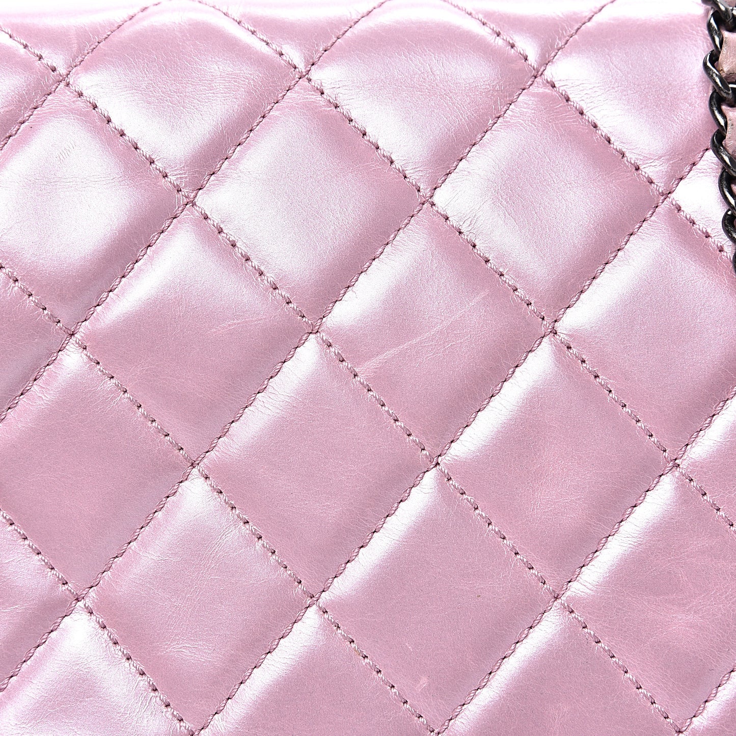 Glazed Calfskin Quilted Coco Pleats Flap Pink