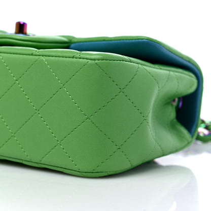Chanel Lambskin Quilted Mini Rectangular Flap Green Blue 9 of 9