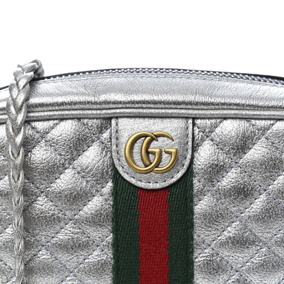 Gucci Laminated Nappa Web Trapuntata Mini GG Shoulder Bag Argento 8 of 8